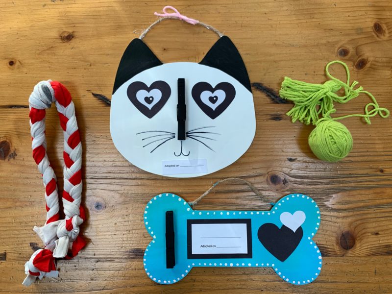 Adoption plaques and toys